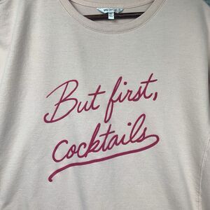 Wildfox Sweatshirt Womens XL Pink But First Cocktails Novelty Soft Cozy
